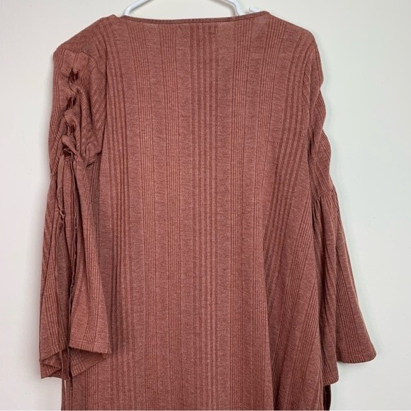 Knox Rose Desert Rose Soft V Neck Ribbed Cinched Sleeves Size S Women - Picture 10 of 11